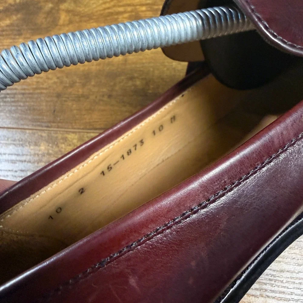 Johnston & Murphy Handcrafted 15-1873 Burgundy‎ Leather Penny Loafer Mens 10 M